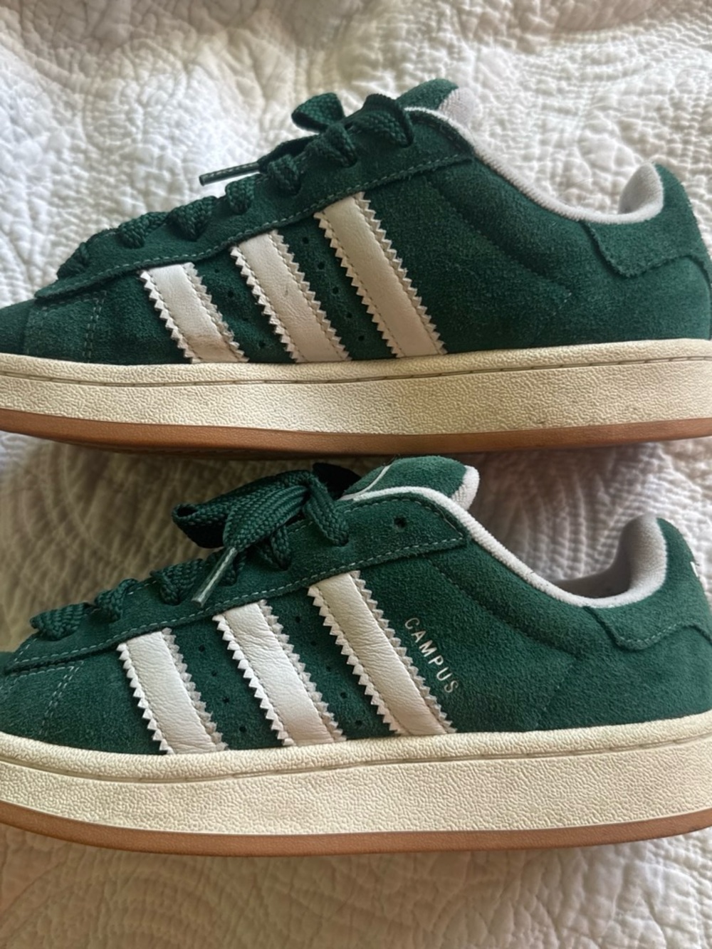 Adidas Campus 00s Green Suede Sneakers with White Stripes Men’s Size 6 - Picture 3 of 6
